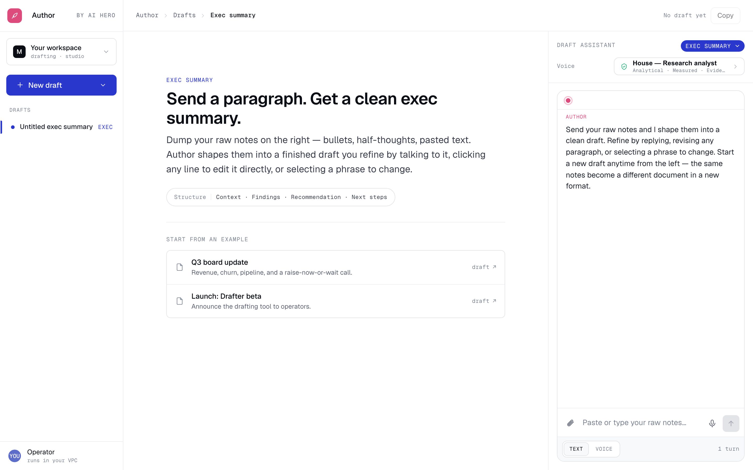 Author — Drafting console