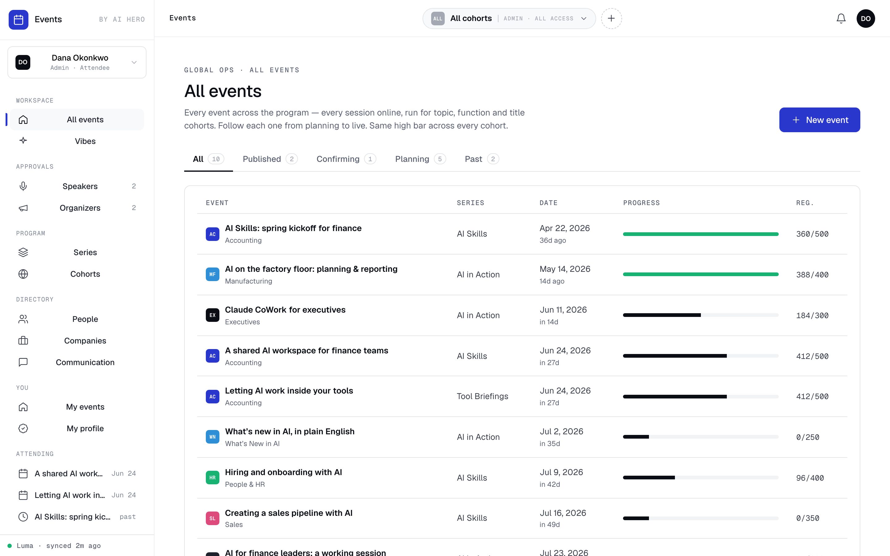 Autonomous Humans — Event program management